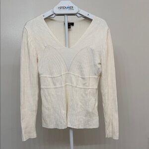 Jessica Simpson Cream Ribbed Knit Top